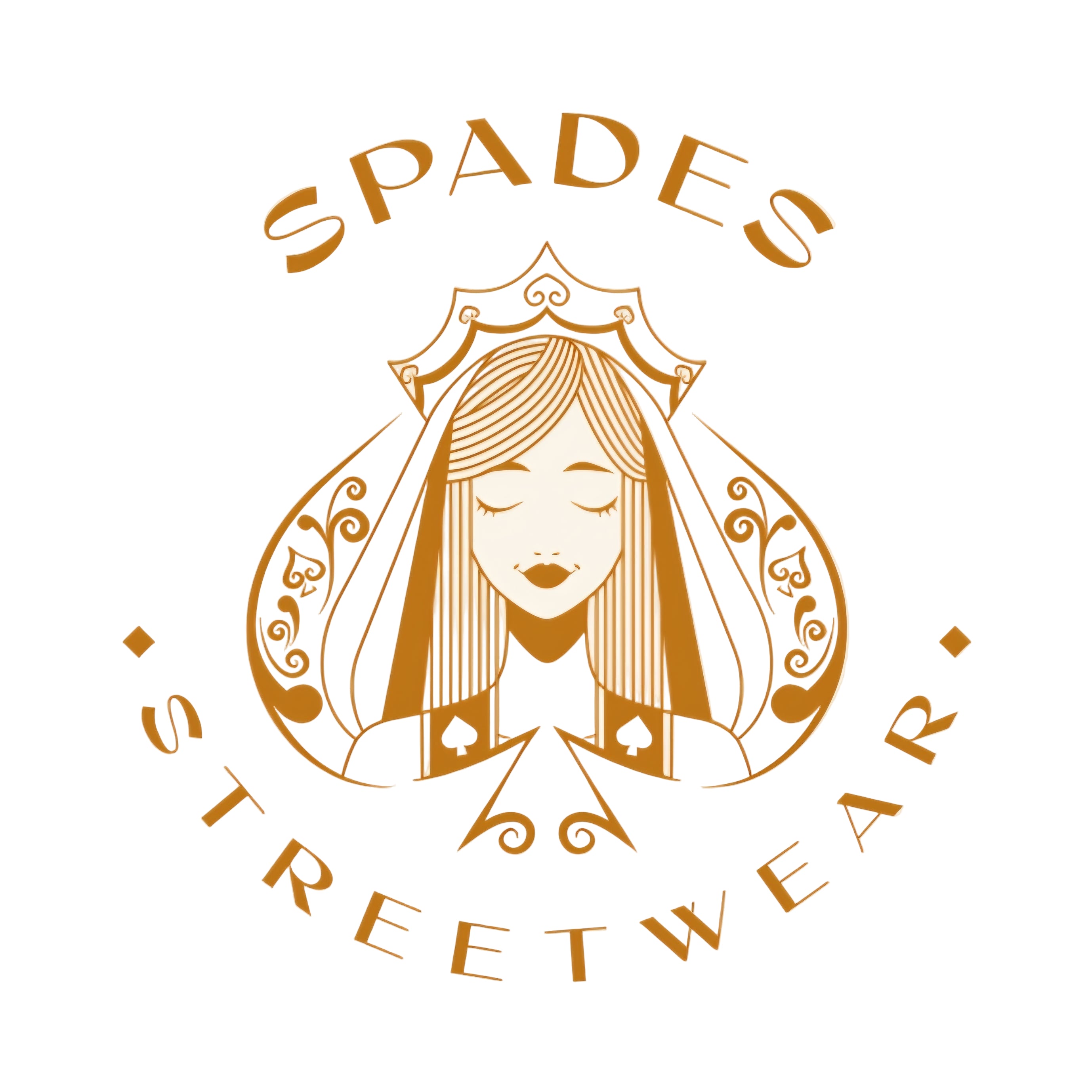 Spades Street Wear logo with a stylized illustration of a woman's face in the center.